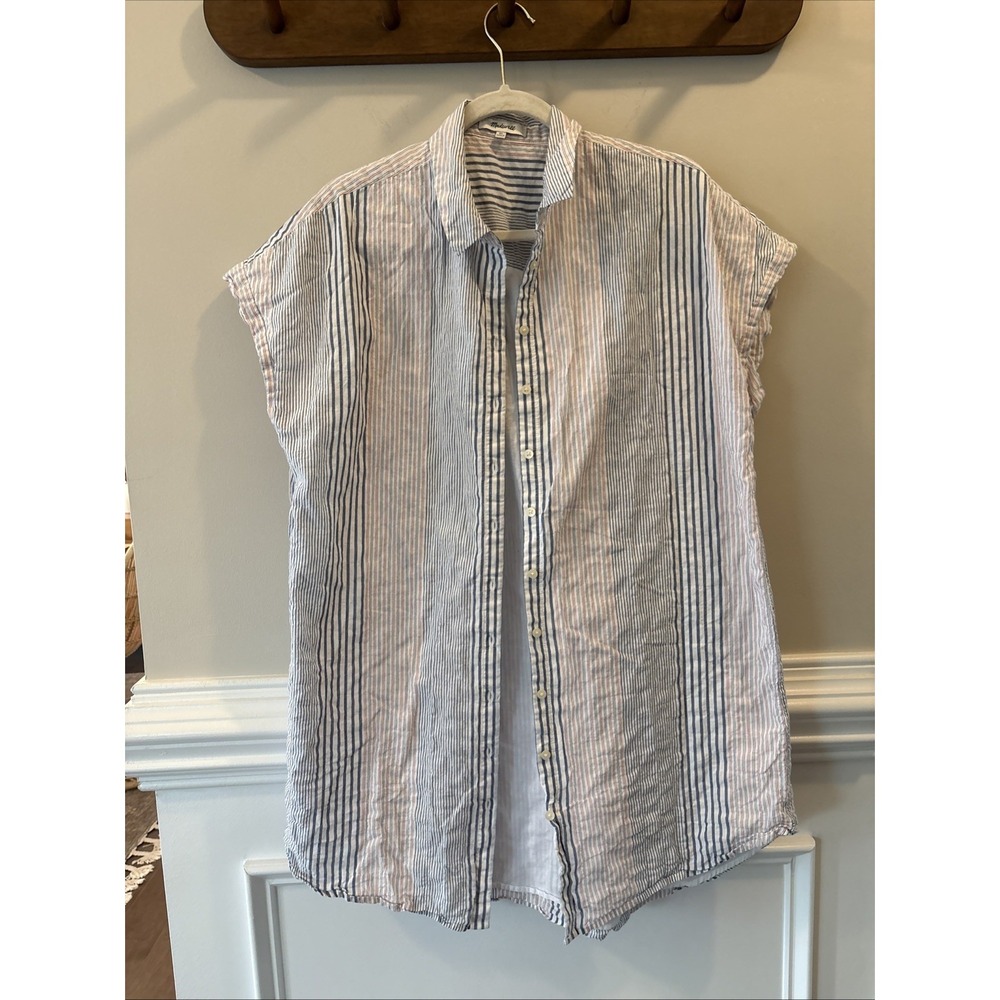 Madewell Central Shirt Dress in Red White and Blue Stripe Sz XL